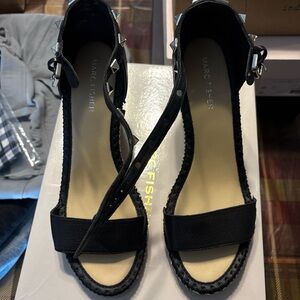 Marc Fisher Black Espadrille Sandals with Studs